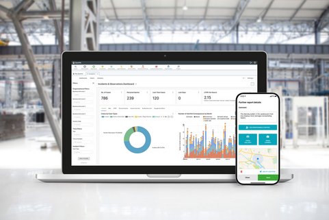 Desktop and mobile screen with Quentic software